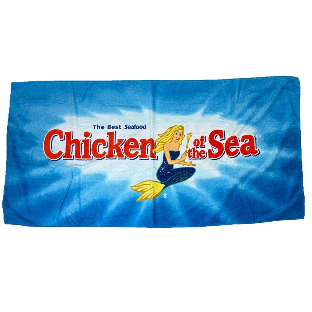VTG Chicken of the Sea Towel 90s Y2K Scepter Van Camp 56x28 RARE